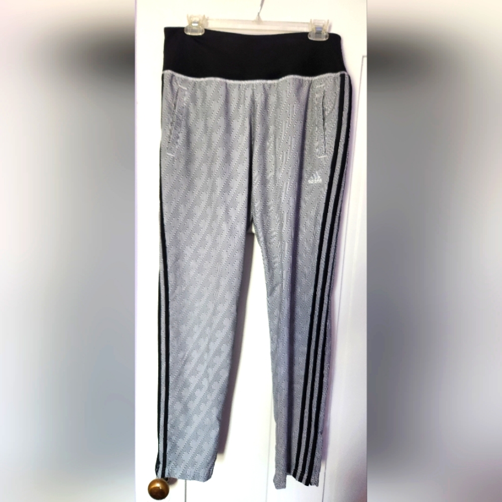 Adidas Womens Track Pants Sz M Black & White